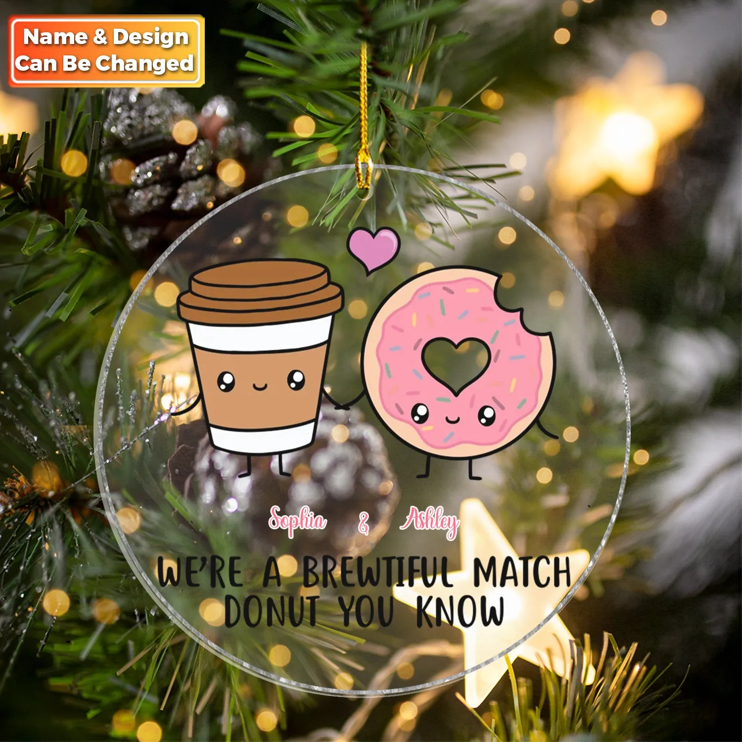 Couple Funny - Food & Drink Couple - A Perfect Match - Personalized Acrylic Ornament