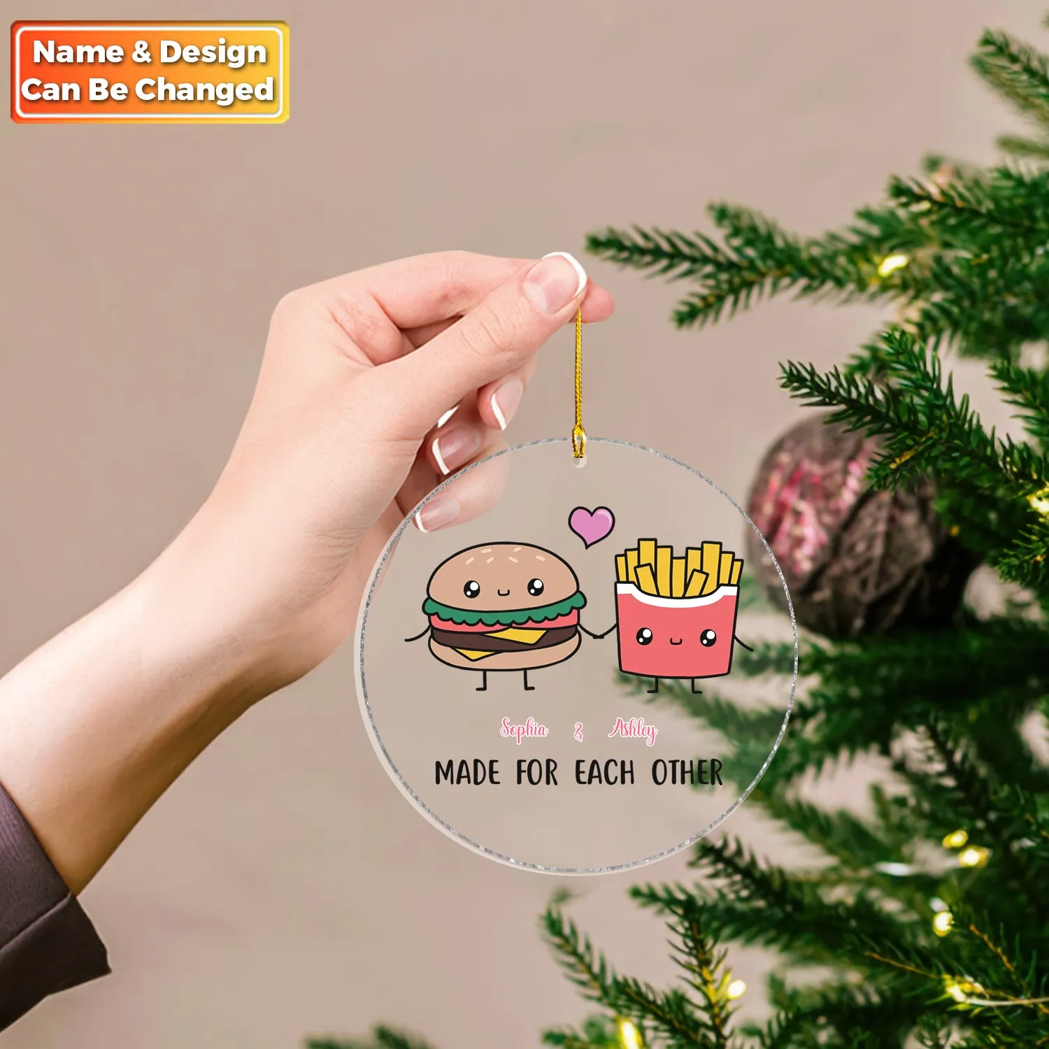 Couple Funny - Food & Drink Couple - A Perfect Match - Personalized Acrylic Ornament