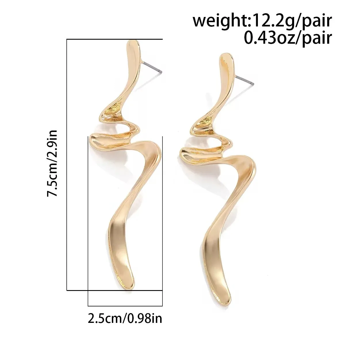 Creative Design Irregular Metal Twisted Drop Earrings