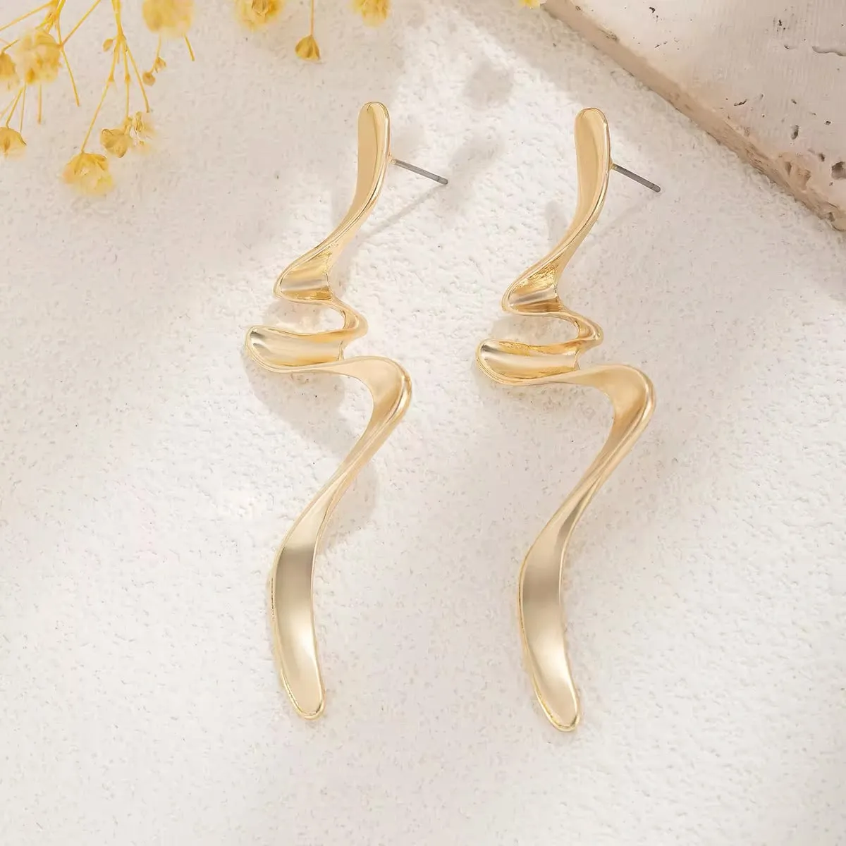 Creative Design Irregular Metal Twisted Drop Earrings