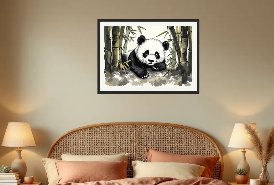Curious Panda in Bamboo Serenity Wall Art Poster