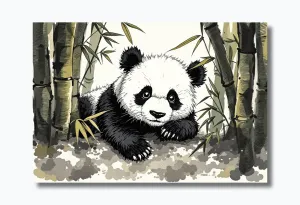 Curious Panda in Bamboo Serenity Wall Art Poster