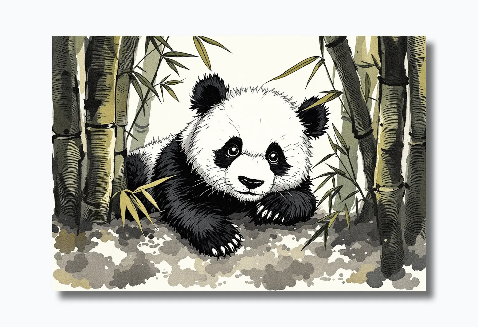 Curious Panda in Bamboo Serenity Wall Art Poster