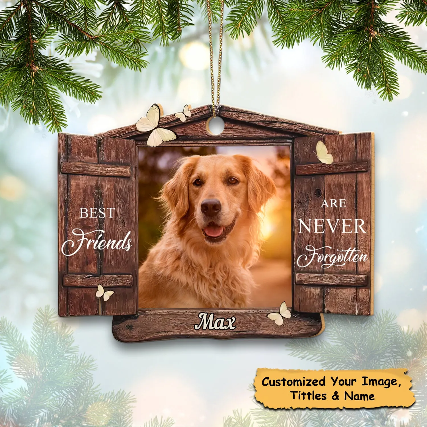 Custom Personalized Memorial Photo Wooden Ornament - Memorial Gift Idea For Pet Owner - No Longer By Our Side But Forever In Our Hearts