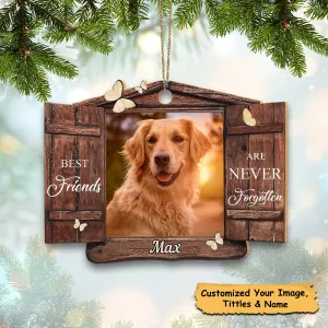 Custom Personalized Memorial Photo Wooden Ornament - Memorial Gift Idea For Pet Owner - No Longer By Our Side But Forever In Our Hearts