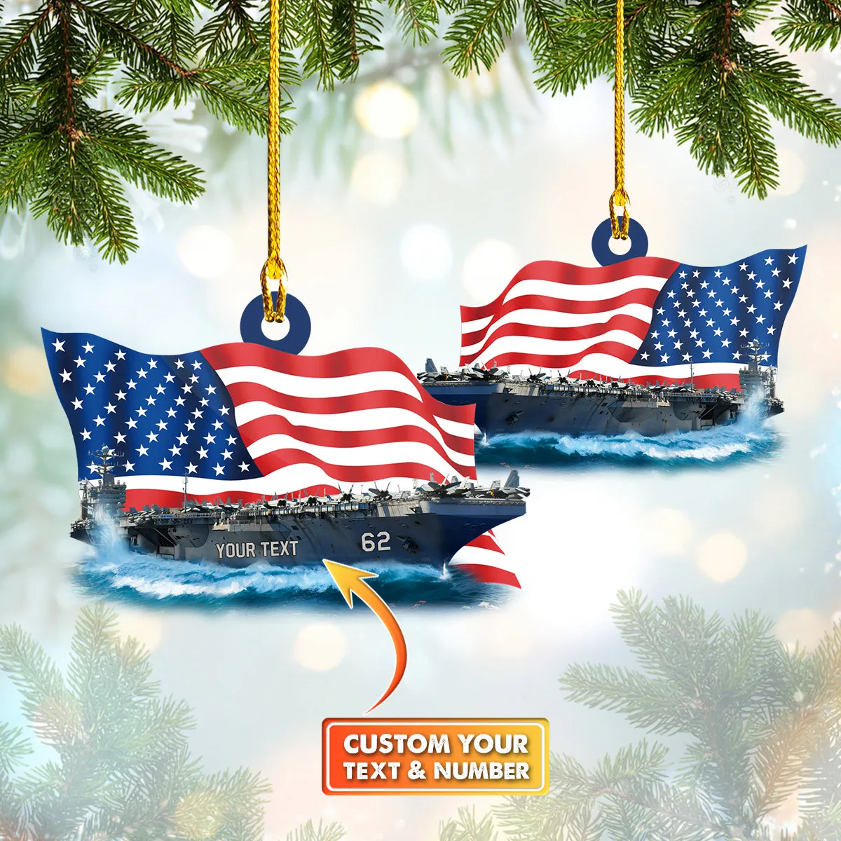 Custom Shaped Ornament - Aircraft Carrier 2 - 252