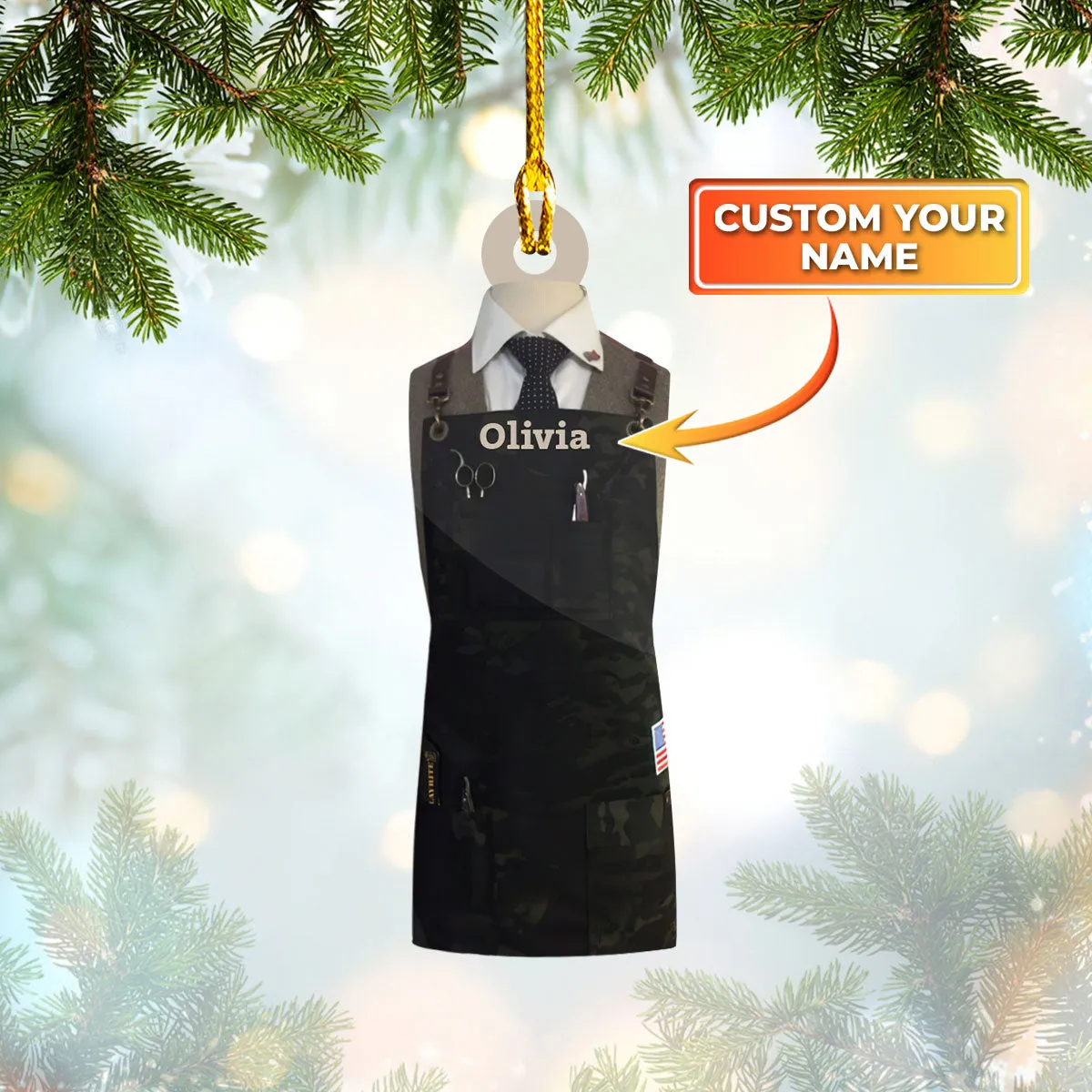 Custom Shaped Ornament - Barber Apron 4 - 850