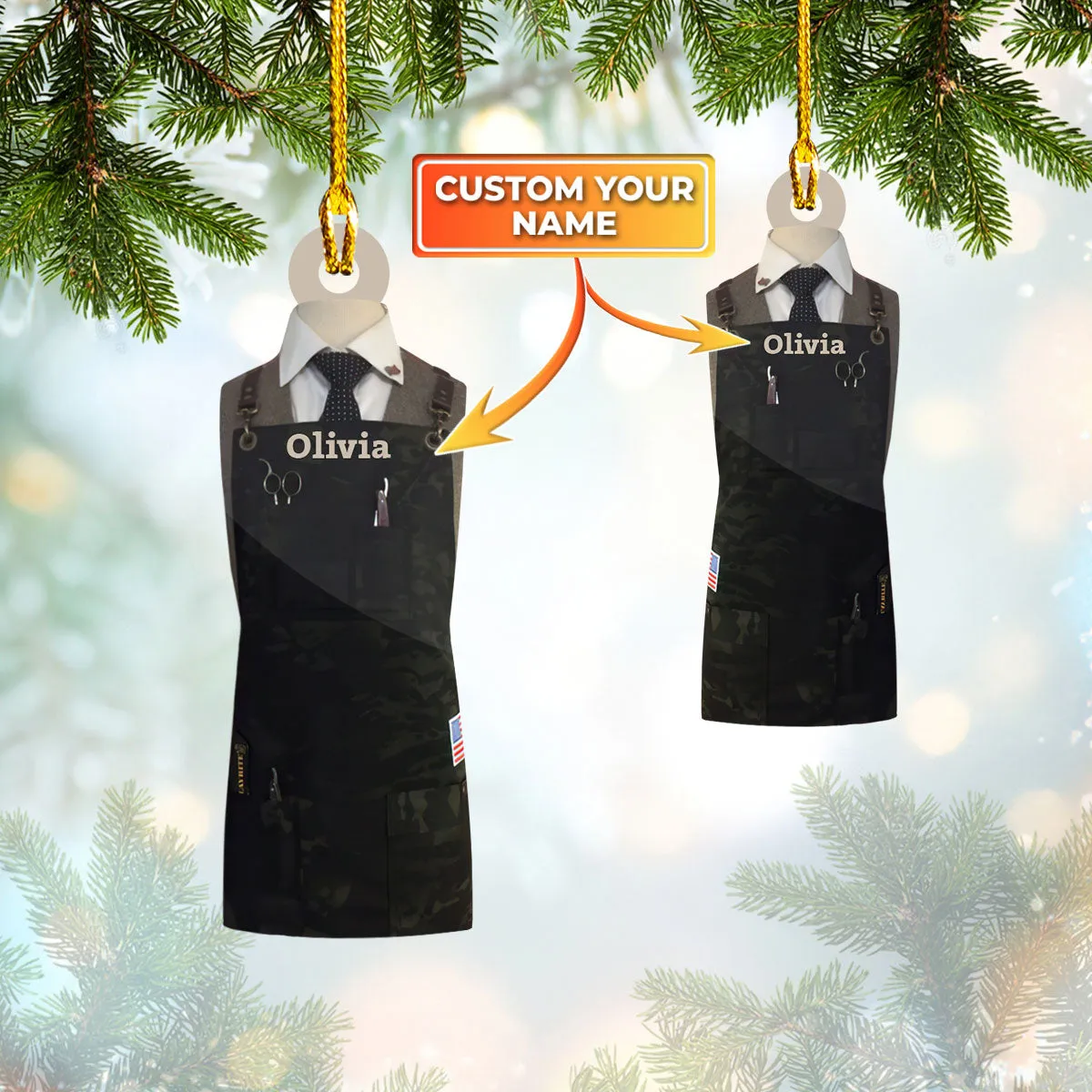 Custom Shaped Ornament - Barber Apron 4 - 850