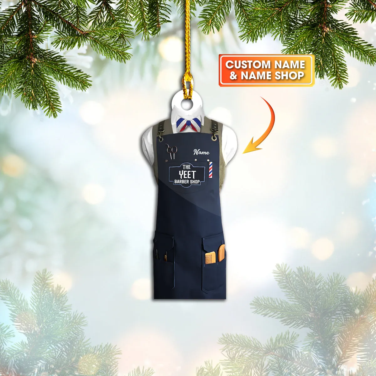 Custom Shaped Ornament - Barber Apron 5 - 851