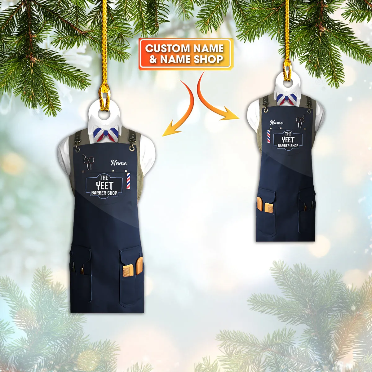 Custom Shaped Ornament - Barber Apron 5 - 851