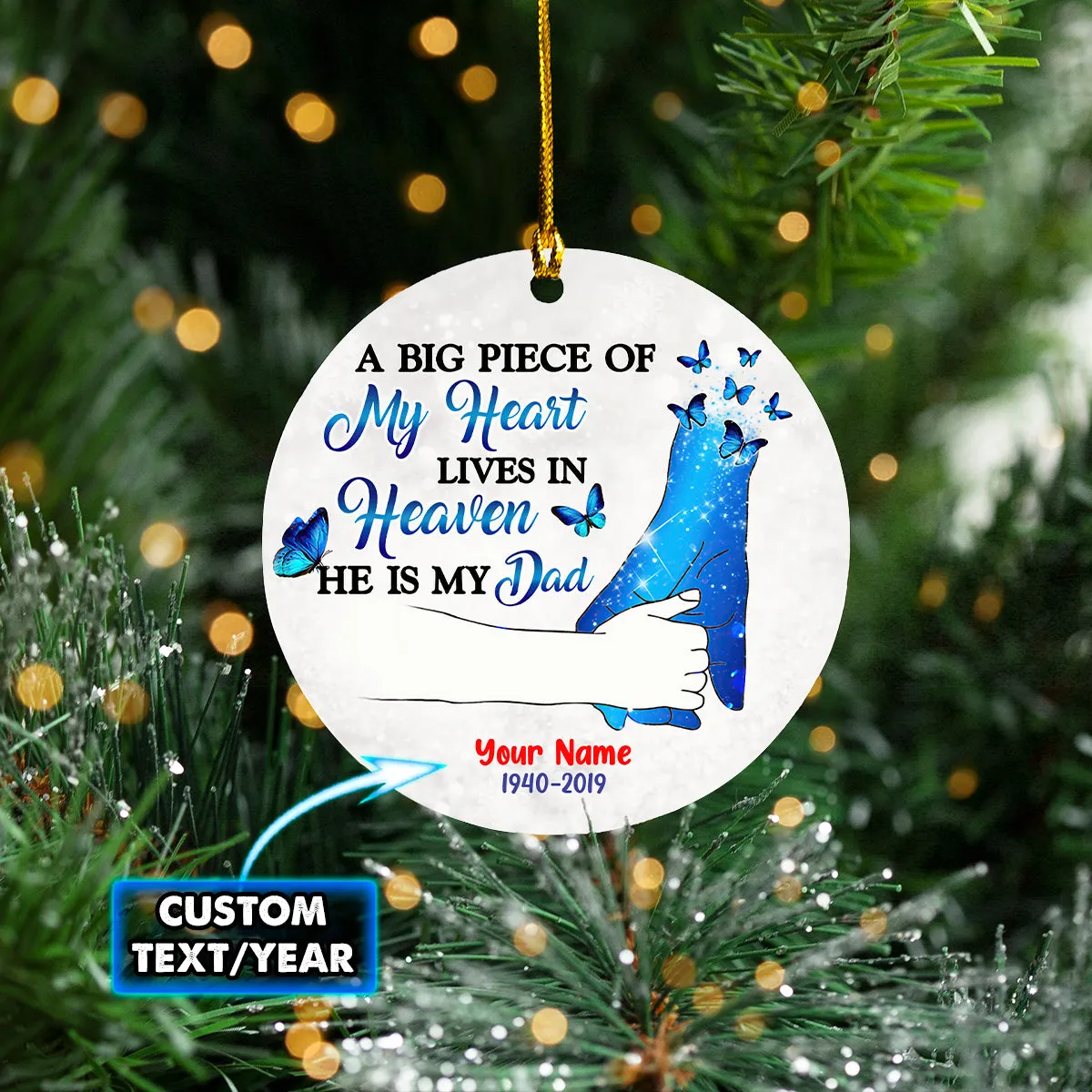 Custom Shaped Ornament - Dad In Heaven