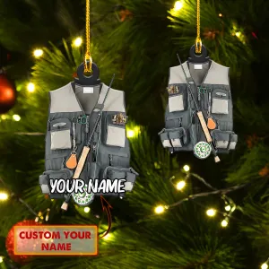 Custom Shaped Ornament -  Fishing Vest - 775