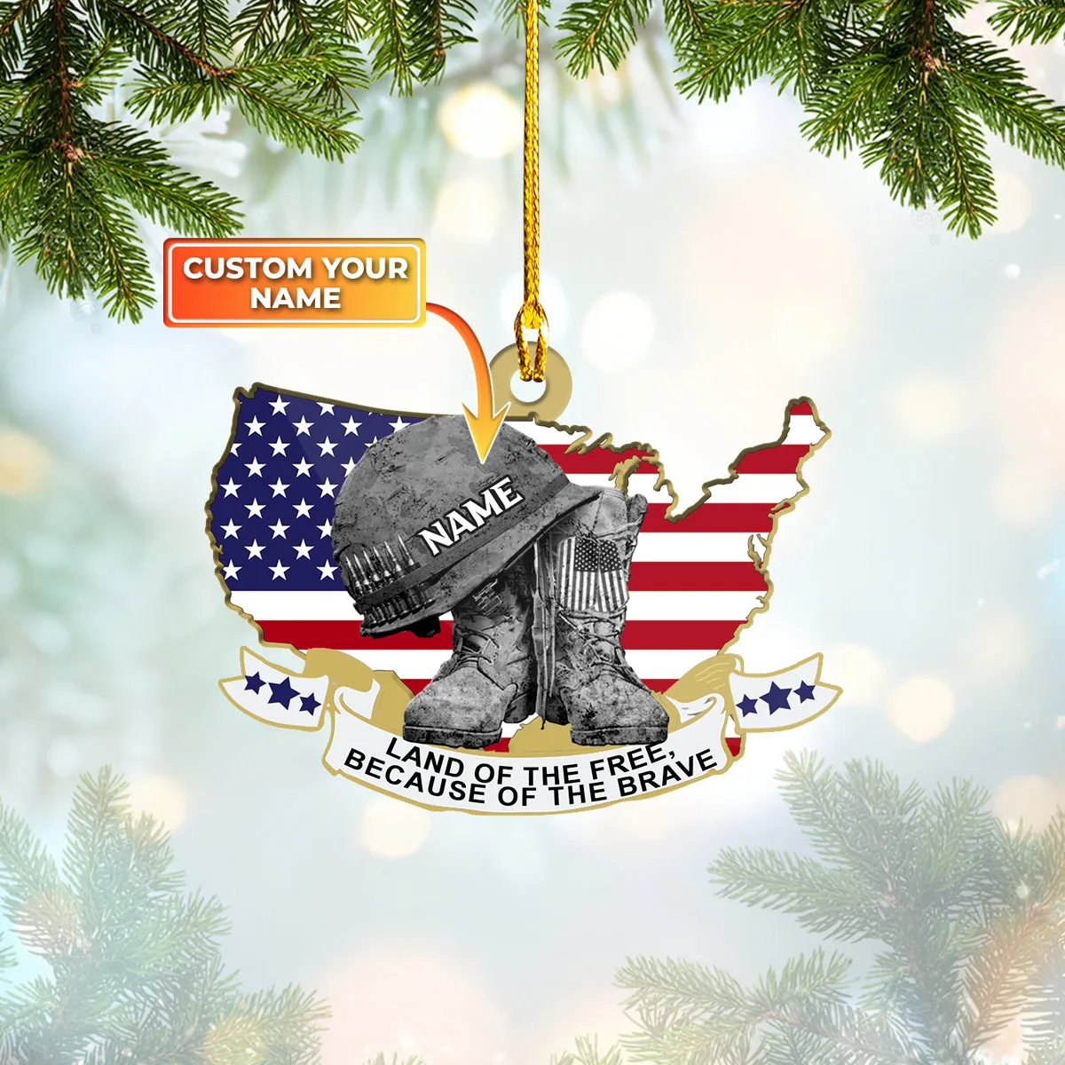 Custom Shaped Ornament - Land Of The Free - 276 - Veteran