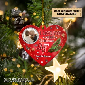 Custom Shaped Ornament - Merry Christmas Couple