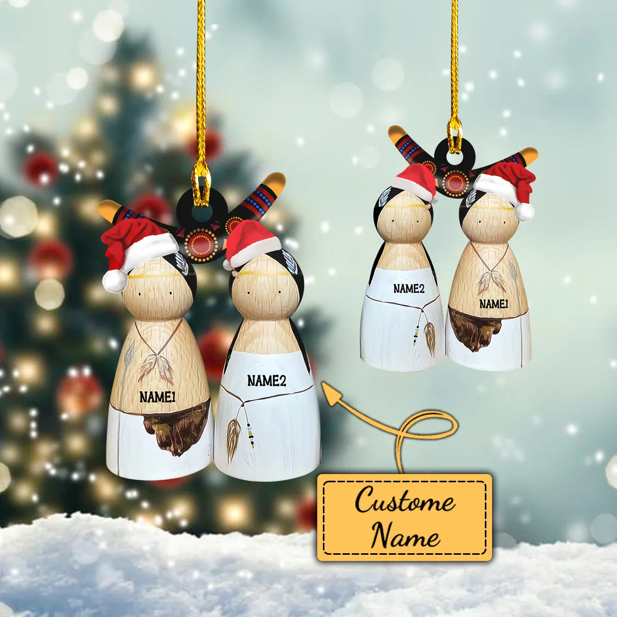 Custom Shaped Ornament - Native Couple - 833