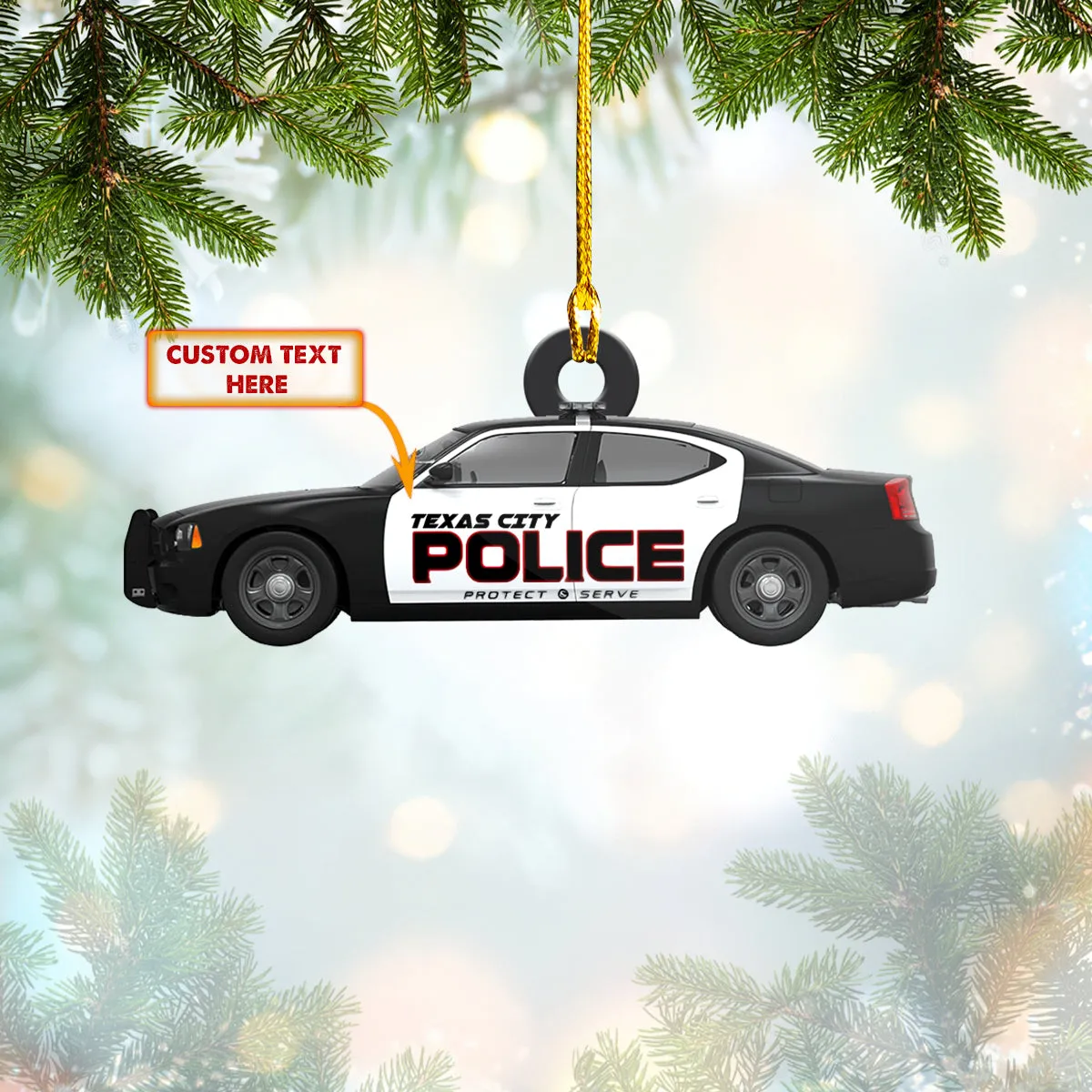 Custom Shaped Ornament - Police Car