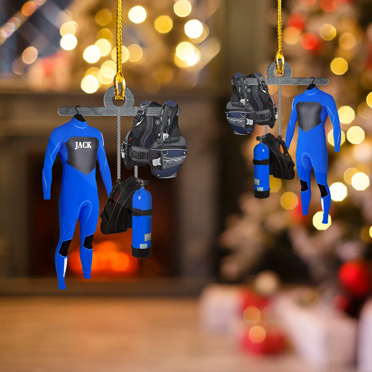 Custom Shaped Ornament - Scuba Diver - 58
