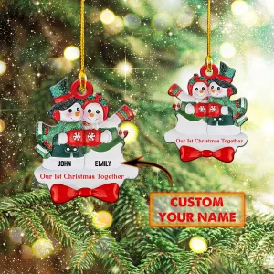Custom Shaped Ornament - Snowman Couple 3