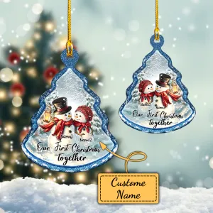 Custom Shaped Ornament - Snowman Couple 4
