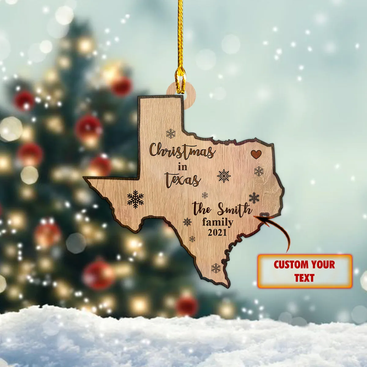 Custom Shaped Ornament - Texas - 649