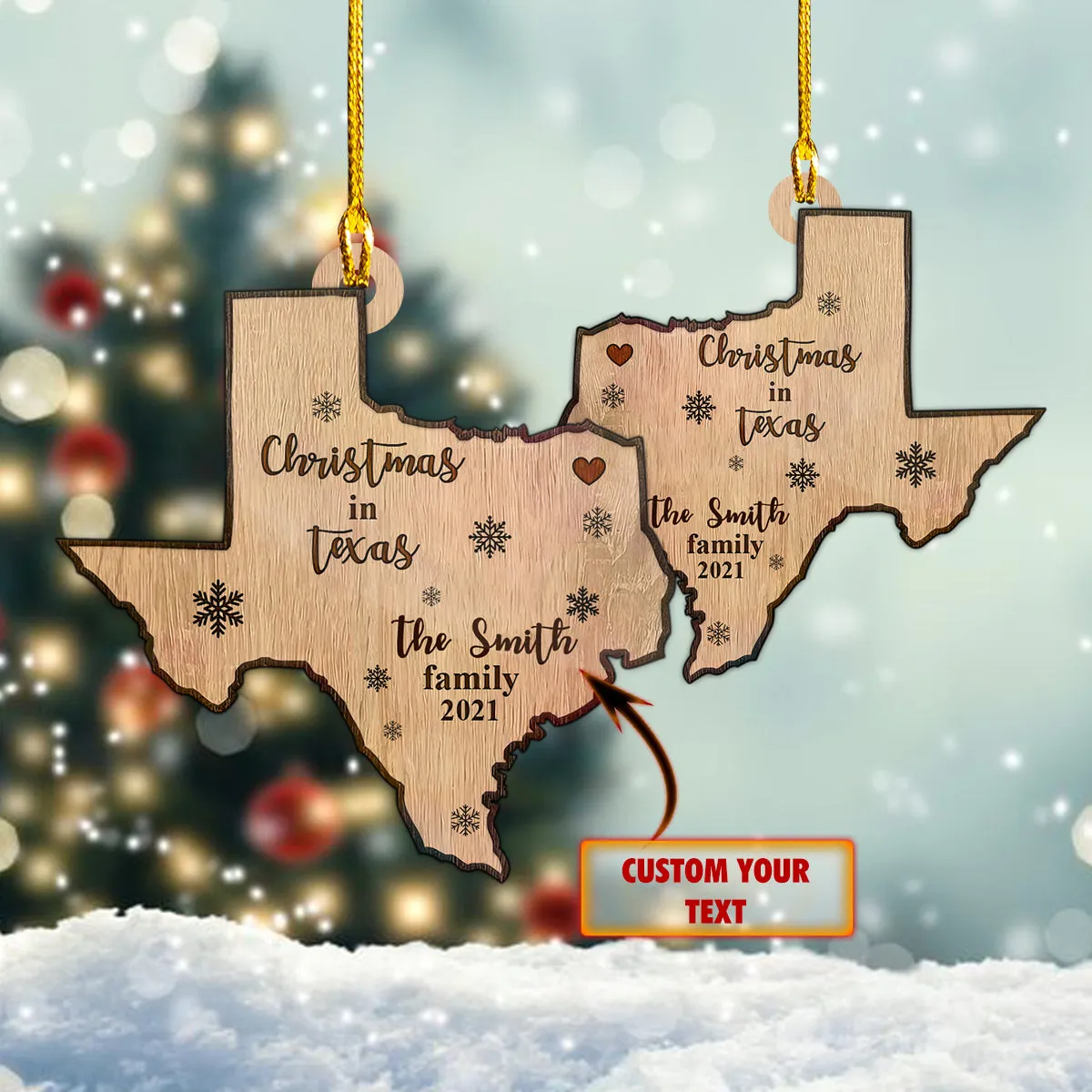 Custom Shaped Ornament - Texas - 649