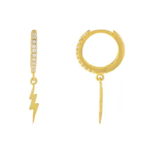CZ Lightning Huggie Earring