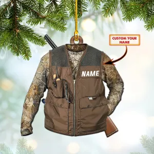 Deer Hunter Outfit Christmas Gift Personalized Shaped Ornament Tad