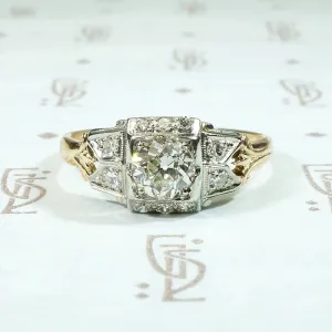 Delicate Deco Detail Two-Tone Diamond Ring