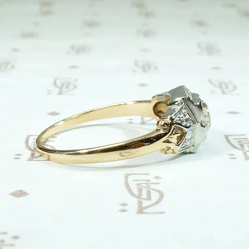 Delicate Deco Detail Two-Tone Diamond Ring