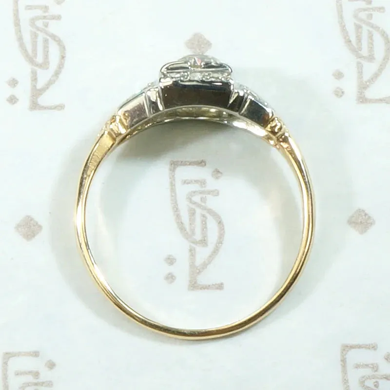 Delicate Deco Detail Two-Tone Diamond Ring