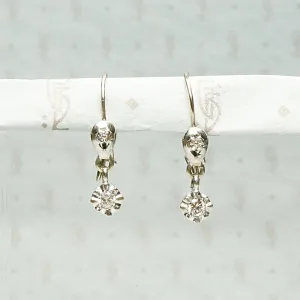 Delicate Diamond Drop Earrings in White Gold