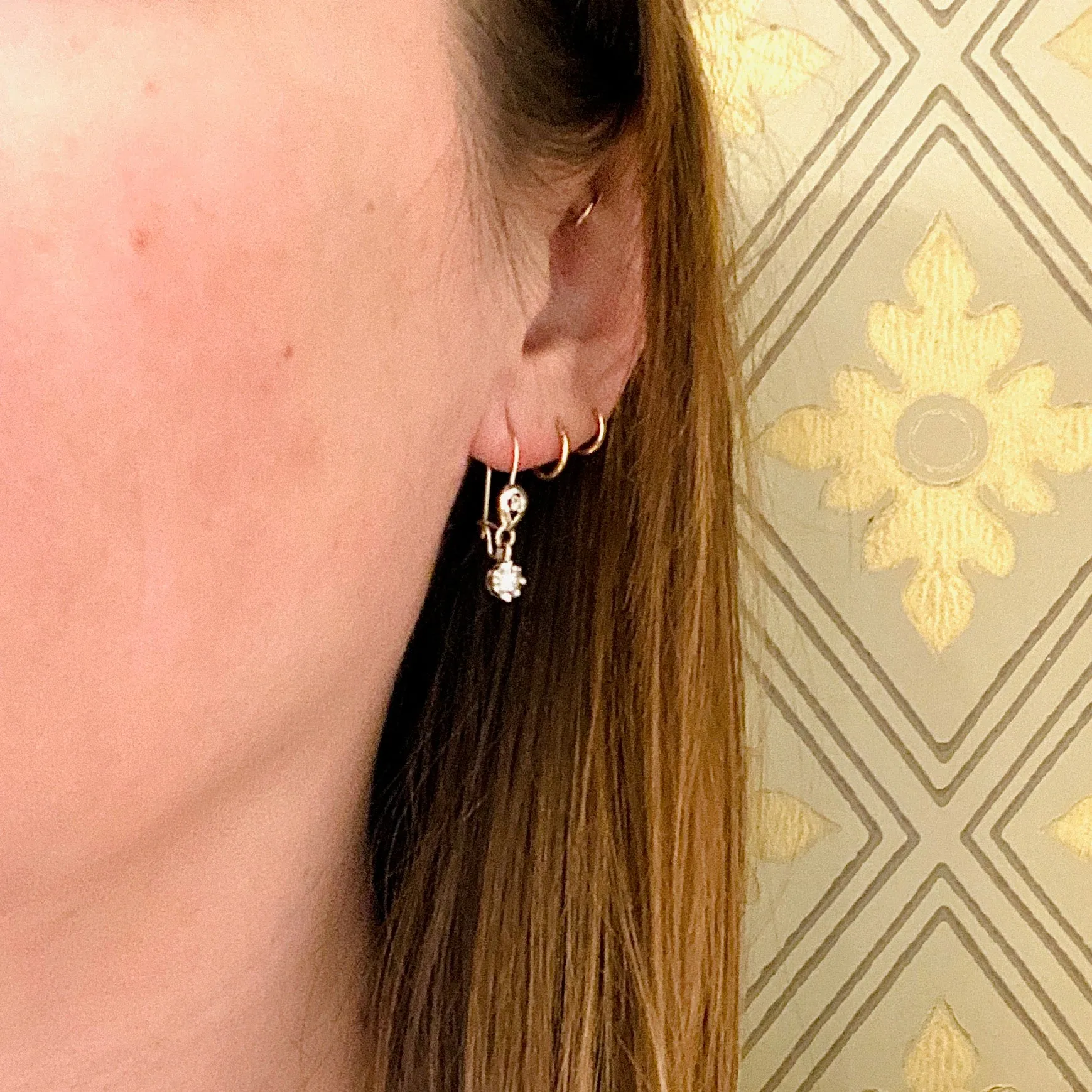 Delicate Diamond Drop Earrings in White Gold