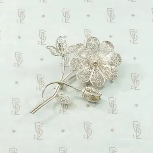 Delicate Silver Filigree Nosegay Brooch