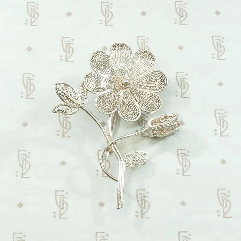 Delicate Silver Filigree Nosegay Brooch