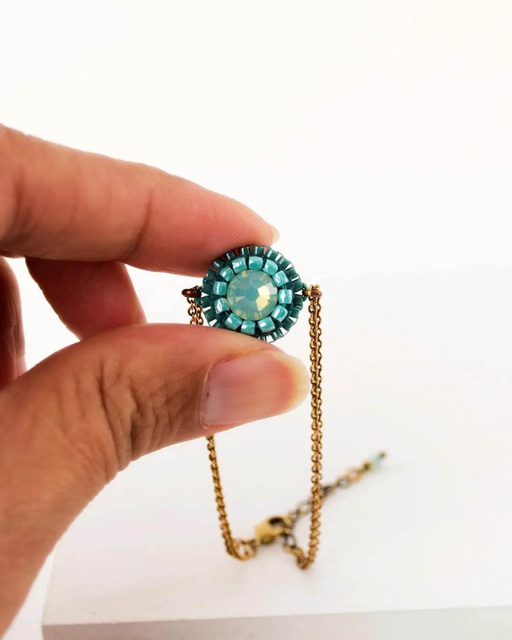 Delicate teal green Swarovski bracelet