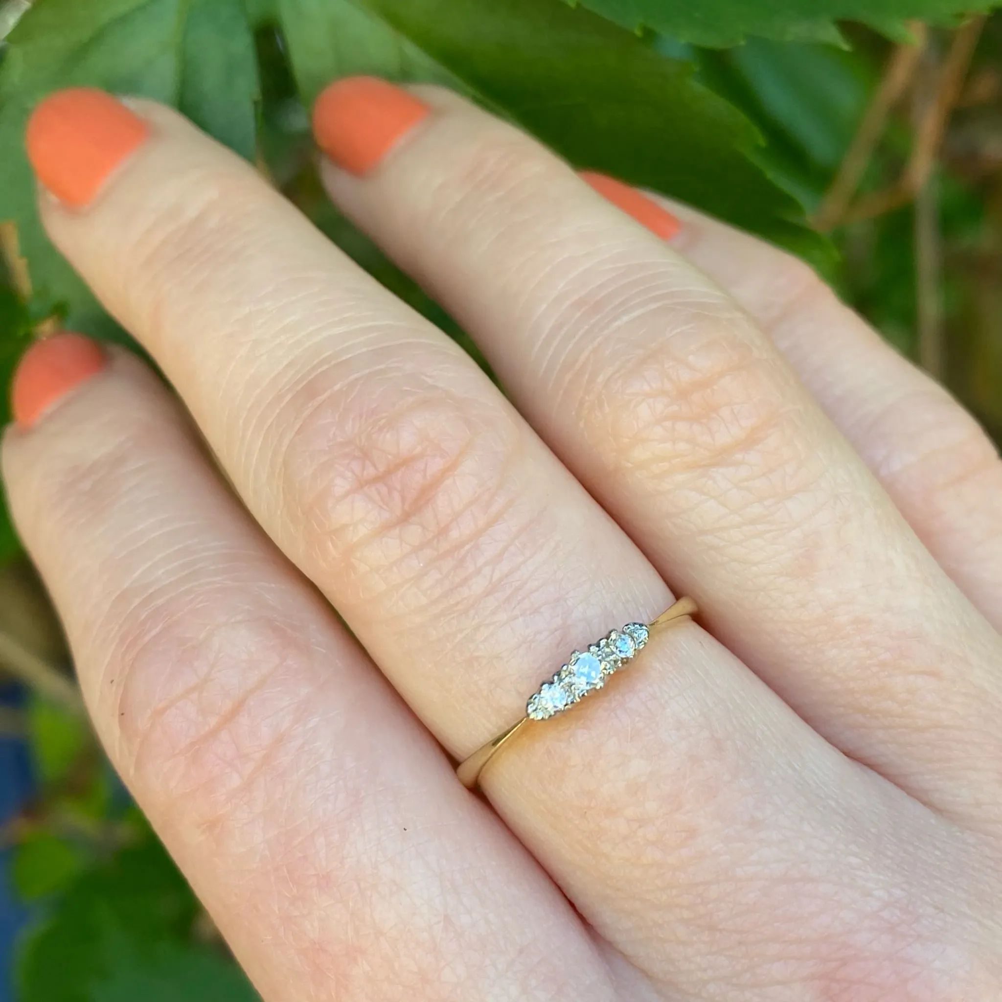 Delicate Three Diamond Wedding Band