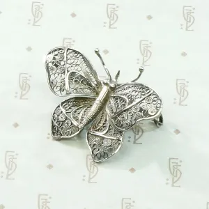 Delightfully Delicate Silver Filigree Butterfly Brooch