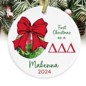 Delta Delta Delta Christmas Ornament Gift for Tri Delta Sorority Ornament, Tri Delta Holiday Christmas Gift, Personalized Name, Sorority Ornament 06