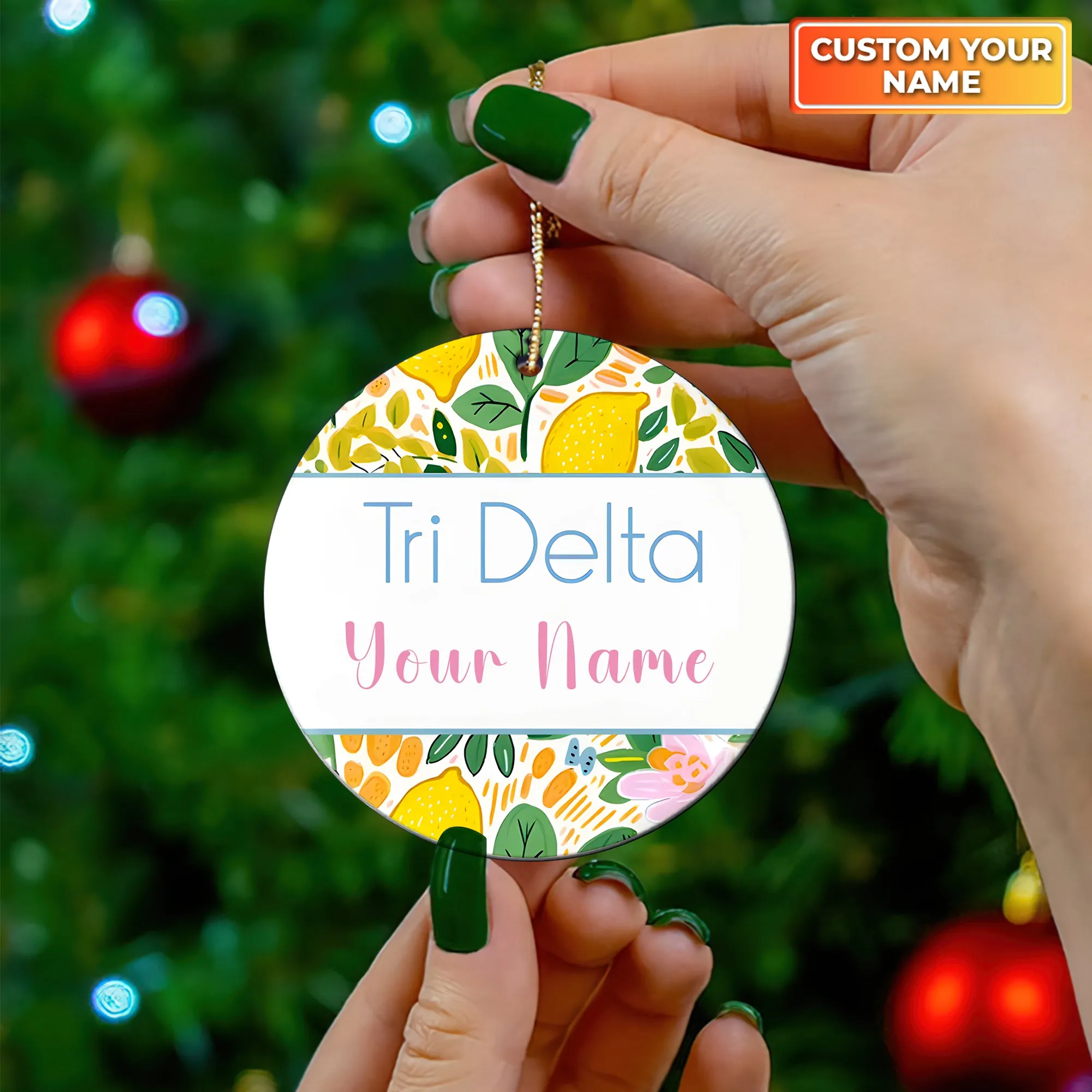 Delta Delta Delta Christmas Ornament Gift for Tri Delta Sorority Ornament, Tri Delta Holiday Christmas Gift, Personalized Name, Sorority Ornament 09