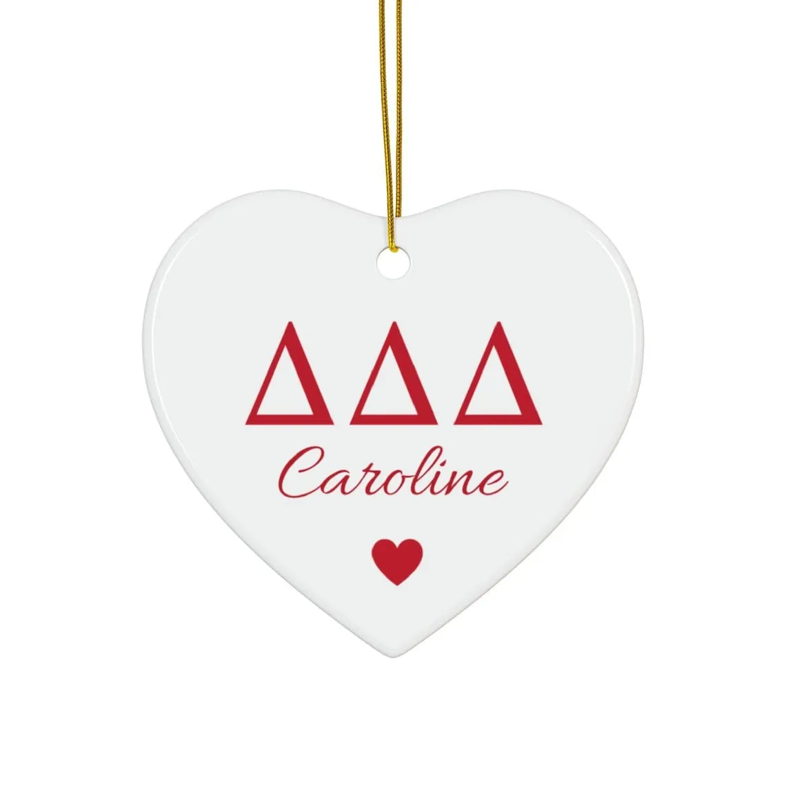 Delta Delta Delta Trendy Red Letter Ornament Gift, Tri Delta Holiday Christmas Gift, Personalized Name, Sorority Ornament