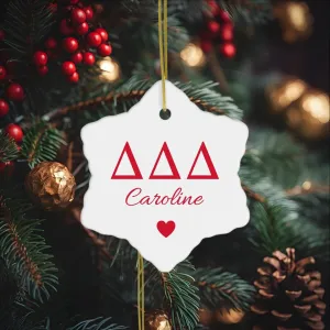 Delta Delta Delta Trendy Red Letter Ornament Gift, Tri Delta Holiday Christmas Gift, Personalized Name, Sorority Ornament