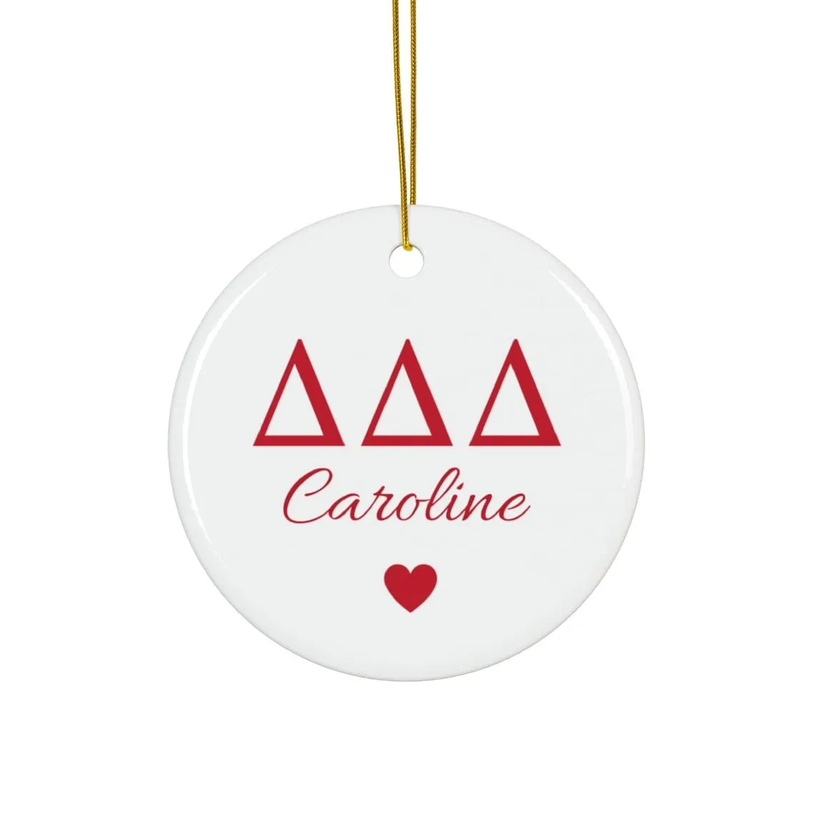 Delta Delta Delta Trendy Red Letter Ornament Gift, Tri Delta Holiday Christmas Gift, Personalized Name, Sorority Ornament