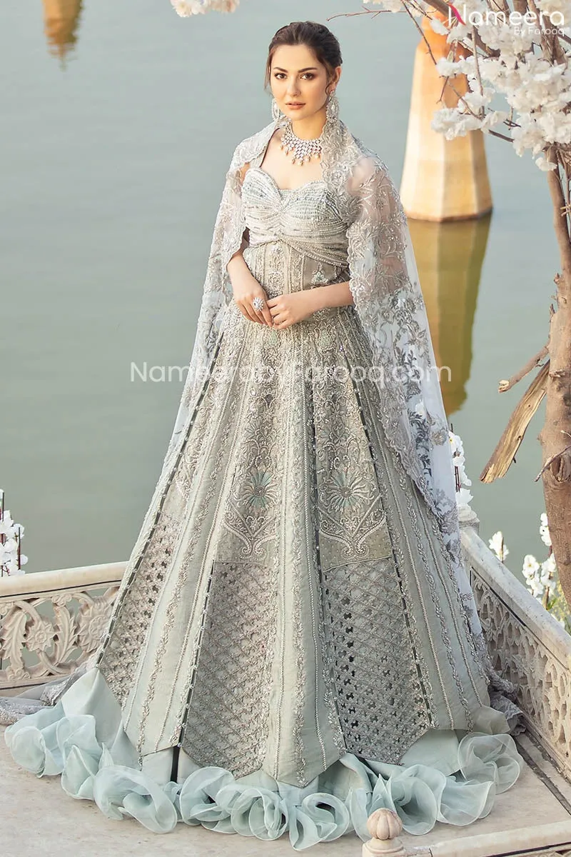 Designer Silver Indian Bride Dress for Wedding #BN873