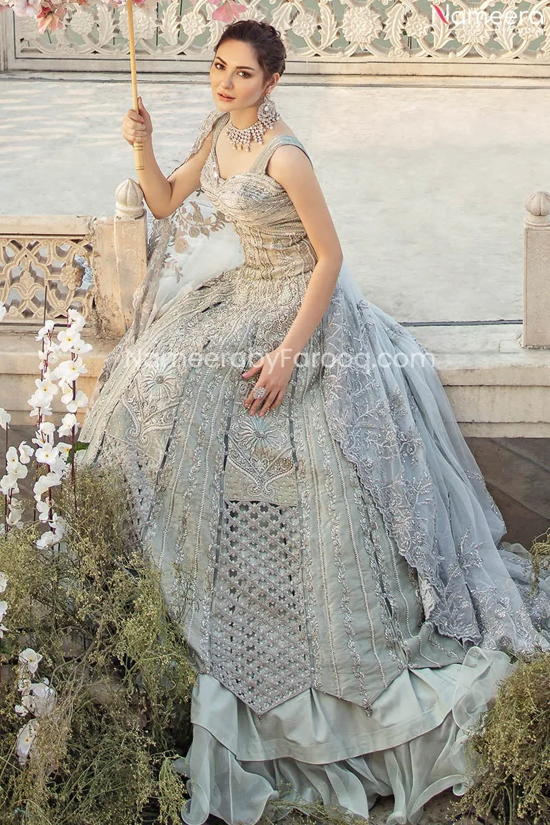 Designer Silver Indian Bride Dress for Wedding #BN873