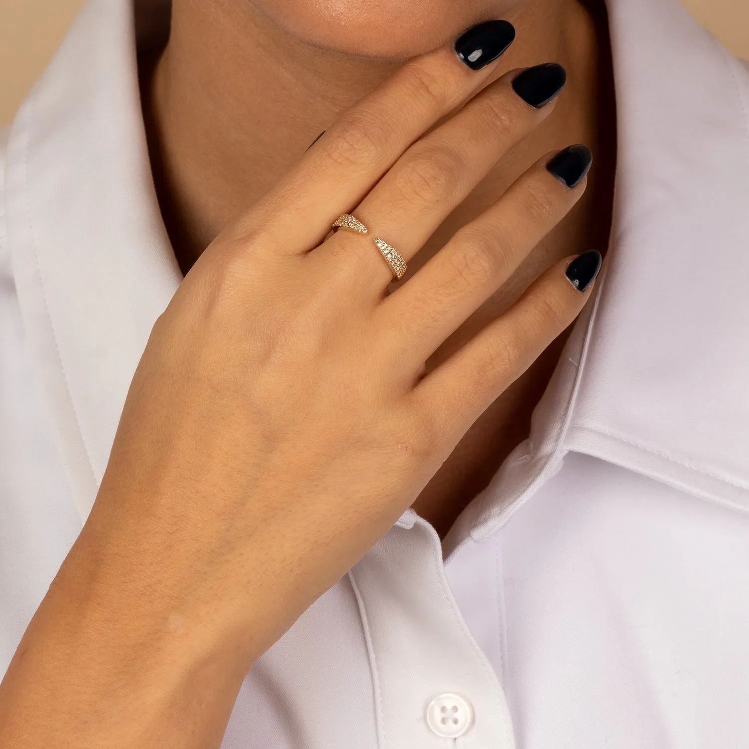 Diamond Pave Open Claw Ring 14K