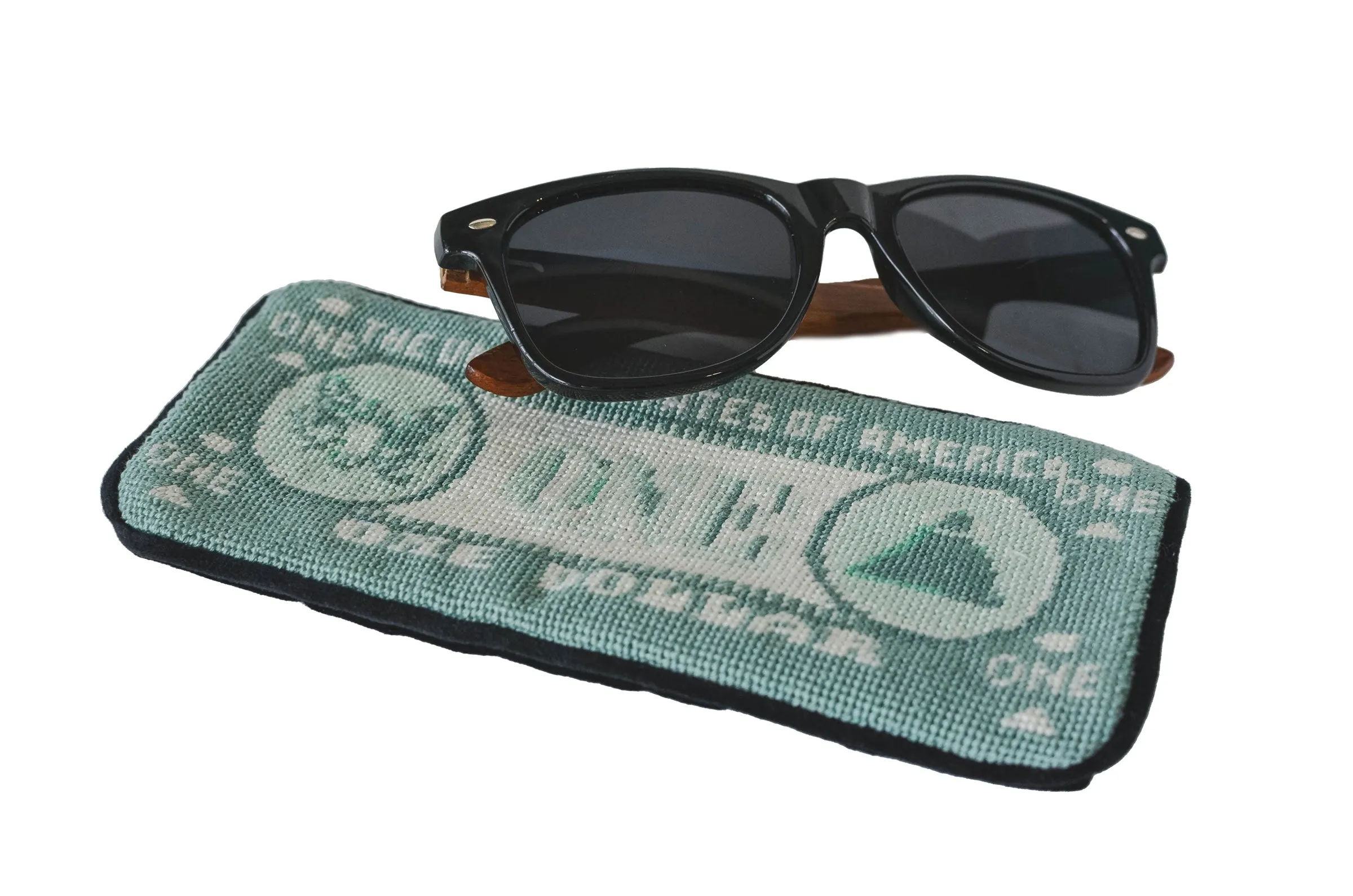 Dollar Bill Needlepoint Sunglasses Case