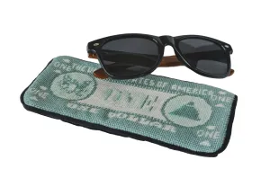 Dollar Bill Needlepoint Sunglasses Case