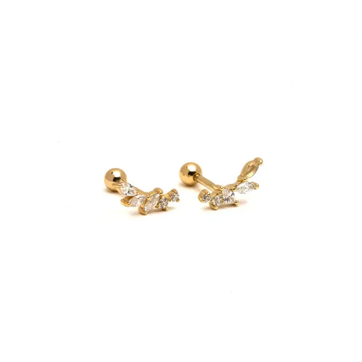 Drop Oval Dainty Screw Ball Back Earrings