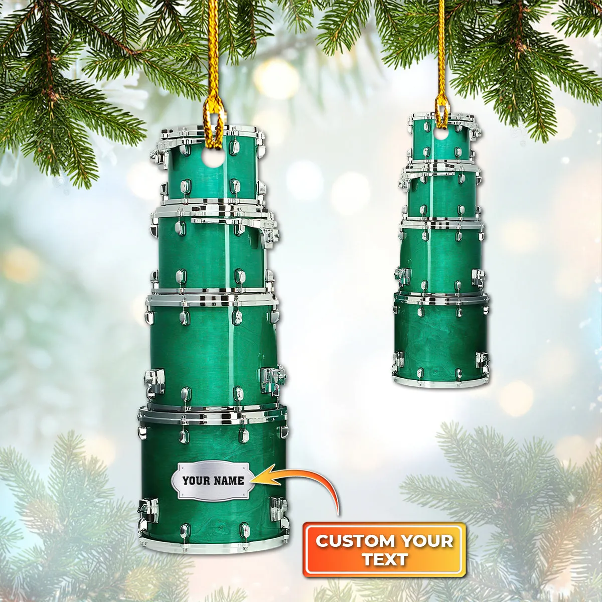 Drum, Drummer, Christmas Drum Set Shaped Ornament 03