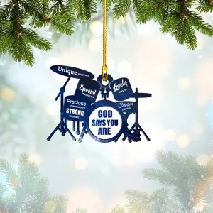 Drum Silhouette - God Says You Are - Shaped Ornament